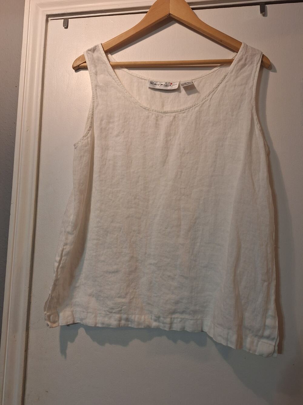 100% Irish Linen Peter Martin Collection Sleeveless Blouse Cream Size 14